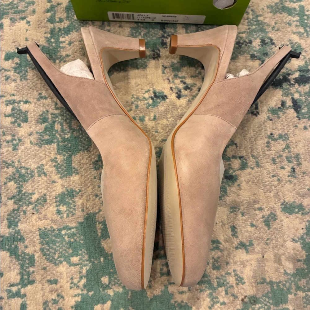 Walking Cradles “Jolly” Slingback Mules in Light Taupe Suede Leather,NWT - Picture 3 of 5